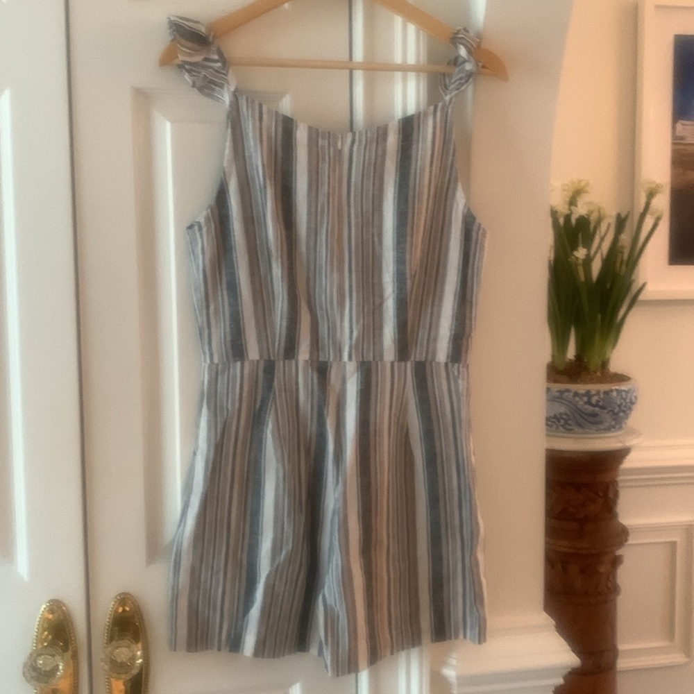 NWT Gaya Romper Stripes Linen Pockets Small - Picture 5 of 8